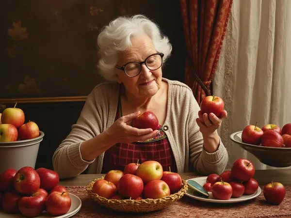 the Apple Gran in her orchard